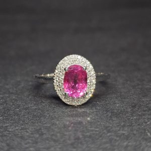 Pink Sapphire and Diamonds Gold Ring