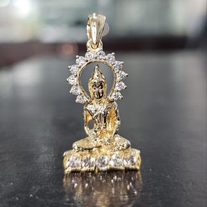 Buddha and Diamonds Gold Pendant