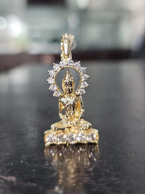 Buddha and Diamonds Gold Pendant